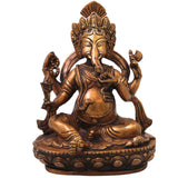 Brass Ganesha Ganapati Vinayaka Idol, Handcrafted Traditional Chola Murti for Pooja, Decor & Gifting, Gold, 9.5 Inch, 1 Piece
