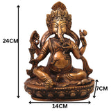Brass Ganesha Ganapati Vinayaka Idol, Handcrafted Traditional Chola Murti for Pooja, Decor & Gifting, Gold, 9.5 Inch, 1 Piece