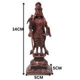 Copper Raja Murugan Idol, Kartikeya Subrahmanya Sculpture, Handcrafted Traditional Chola Murti for Pooja Decor Gifting, Brown, 5.5 Inch, 1 Piece