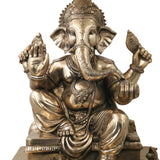 Brass Ganesh Ganapati Vinayaka Idol for Pooja, Home Decor & Gifting, Handcrafted Traditional Chola Statue, Gold, 21 Inch, 1 Piece