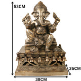 Brass Ganesh Ganapati Vinayaka Idol for Pooja, Home Decor & Gifting, Handcrafted Traditional Chola Statue, Gold, 21 Inch, 1 Piece