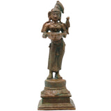 Bronze Deepalakshmi Idol, Traditional Lakshmi Vilakku, Standing Pooja Lamp for Mandir, Temple, Vastu, Home Decor &amp; Spiritual Gifting, Brown, 6.5 Inch, 1 Piece