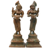 Bronze Deepalakshmi Idol, Handcrafted Chola Style Lakshmi Vilakku Murti for Pooja, Home Decor & Traditional Gifting, Brown, 6.5 Inch, 1 Piece