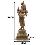 Bronze Deepalakshmi Idol, Handcrafted Chola Style Lakshmi Vilakku Murti for Pooja, Home Decor & Traditional Gifting, Brown, 6.5 Inch, 1 Piece