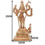 Bronze Murugan Idol, Handcrafted Lord Kartikeya Subrahmanya Skanda Statue for Pooja, Home Decor & Gifting, Gold, 9 Inch, 1 Piece