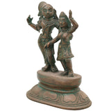 Bronze Radha Krishna Idol Handcrafted Murti for Pooja, Home Decor, Temple, Spiritual Gifting, Brown, 6 Inch, 1 Piece
