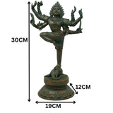 Bronze Gajasura Mardhan Shiva Idol, Handcrafted Chola Gajasamhara Mahadeva Murti for Pooja, Home Decor & Gifting, Brown, 12 Inch, 1 Piece