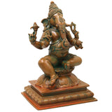 Bronze Ganapati Idol Handcrafted Lord Ganesha Vinayaka Murti for Pooja, Home Decor, Temple & Gifting, Brown, 9 Inch, 1 Piece