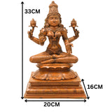 Bronze Maha Lakshmi Idol, Handcrafted Chola Style Lakshmi Devi Murti for Pooja, Vastu, Home Decor & Gifting, Brown, 13 Inch, 1 Piece