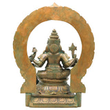 Bronze Narasimha Ganesha Idol, Handcrafted Chola Style Narasimha Ganapati Murti for Pooja, Home Decor & Gifting, Brown, 14 Inch, 1 Piece