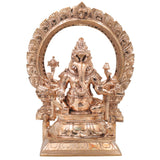 Bronze Narasimha Ganesha Idol, Ganapati Vinayaka Murti for Pooja, Home Decor, Gifting, Handcrafted Chola Style, Gold, 14 Inch, 1 Piece