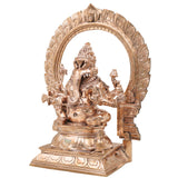 Bronze Narasimha Ganesha Idol, Ganapati Vinayaka Murti for Pooja, Home Decor, Gifting, Handcrafted Chola Style, Gold, 14 Inch, 1 Piece