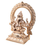 Bronze Narasimha Ganesha Idol, Ganapati Vinayaka Murti for Pooja, Home Decor, Gifting, Handcrafted Chola Style, Gold, 14 Inch, 1 Piece