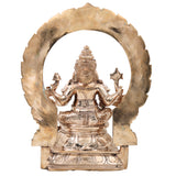 Bronze Narasimha Ganesha Idol, Ganapati Vinayaka Murti for Pooja, Home Decor, Gifting, Handcrafted Chola Style, Gold, 14 Inch, 1 Piece