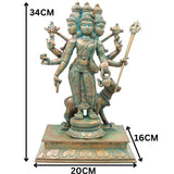 Bronze Bhagavan Dattatreya Idol,Handcrafted Chola Style Sri Guru Datta Murti for Pooja, Home Decor & Gifting, Brown, 13.5 Inch, 1 Piece