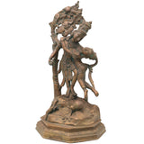 Handcrafted Chola Bronze Radha Krishna Idol, Shri Radhakrishna Murti for Pooja, Mandir, Home Decor & Gifting, Brown, 14 Inch, 1 Piece