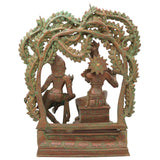 Handcrafted Bronze Radha Krishna Idol, Shri Radha Krishna Divine Couple Sculpture, Chola Style Murti for Pooja & Decor, Brown, 13.5 Inch, 1 Piece
