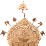 Bronze Prabhavali with Chowki for Temple Pooja, Home Mandir Decor & Gifting, Gold, 21.5 Inch, 1 Piece