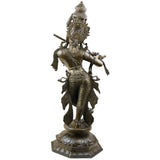 Bronze Lord Krishna Murti, Handcrafted Chola Style Govinda Statue for Pooja, Home Decor, Temple & Gifting, Brown, 26 Inch, 1 Piece