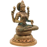 Bronze Maha Lakshmi Idol, Handcrafted Chola Art Mahalakshmi Murti for Pooja, Home Temple Decor & Housewarming Gift, Brown, 4.5 Inch, 1 Piece