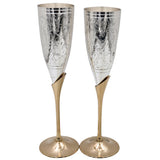 Handcrafted Brass Wine Glass Set of 2,  Traditional Peetal Goblet for Home, Pooja, Gifting & Royal Dining Decor, Silver, 9.5 Inch, 1 Piece