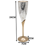 Handcrafted Brass Wine Glass Set of 2,  Traditional Peetal Goblet for Home, Pooja, Gifting & Royal Dining Decor, Silver, 9.5 Inch, 1 Piece