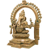 Bronze Narasimha Ganesha Idol, Handcrafted Chola Style Narasimha Ganapati Murti for Pooja, Home Decor & Gifting, Brown, 16 Inch, 1 Piece