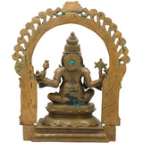 Bronze Narasimha Ganesha Idol, Handcrafted Chola Style Narasimha Ganapati Murti for Pooja, Home Decor & Gifting, Brown, 16 Inch, 1 Piece