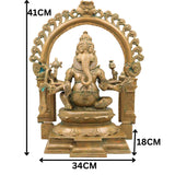 Bronze Narasimha Ganesha Idol, Handcrafted Chola Style Narasimha Ganapati Murti for Pooja, Home Decor & Gifting, Brown, 16 Inch, 1 Piece