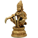 Brass Ayyappa Swamy Idol Manikandan Dharma Shasta Murti Handcrafted Traditional Pooja Home Decor Gift, Gold, 2.5 Inch, 1 Piece