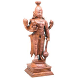 Copper Vishnu Idol Tamra Narayana Murti Handcrafted Traditional Chola Pooja Home Decor Gifting, Brown, 6.5 Inch, 1 Piece