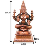 Copper Mahalakshmi Idol Handcrafted Traditional Tamra Lakshmi Vigraha for Pooja, Vastu, Home Decor & Gifting, Brown, 4 Inch, 1 Piece