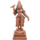 Copper Meenakshi Amman Idol, Sri Meenakshi Devi Murti, Handcrafted Traditional Pooja Home Decor Gift, Brown, 4.5 Inch, 1 Piece