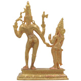 Handcrafted  Brass Shiva Parvathi Murti Chola Style Uma Maheshwara Idol for Pooja, Home Decor & Gifting, Gold, 6 Inch, 1 Piece