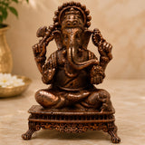 Copper Ganesha Murti Handcrafted Chola Ganapati Vinayaka Idol for Pooja, Home Decor & Spiritual Gifting, Brown, 3 Inch, 1 Piece