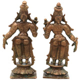 Bronze Sri Devi Bhudevi Murti in Antique Finish for Pooja, Home Temple Decor & Spiritual Gifting, Brown, 3 Inch, 1 Piece