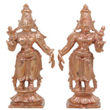 Handcrafted Chola Bronze Sri Devi Bhudevi Murti for Pooja, Home Temple Decor & Spiritual Gifting, Gold, 3 Inch, 1 Piece