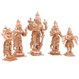 Bronze Lakshmi Narayana Idol Set with Sri Devi Bhu Devi, Handcrafted Chola Vishnu Murti for Pooja, Decor & Gifting, Gold, 4 Inch, 1 Piece