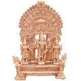 Bronze Vishnu Sri Devi Bhu Devi Hanuman Garuda Idol with Prabhavali Peedam, Handcrafted Chola Pooja Decor Gift, Gold, 8.5 Inch, 1 Piece