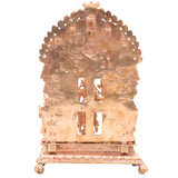 Bronze Vishnu Sri Devi Bhu Devi Hanuman Garuda Idol with Prabhavali Peedam, Handcrafted Chola Pooja Decor Gift, Gold, 8.5 Inch, 1 Piece