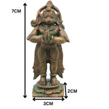 Bronze Hanuman Idol in Antique Finish Handcrafted Chola Bajrangbali Anjaneya Murti for Pooja Temple Home Decor Spiritual Gift, Brown, 3 Inch, 1 Piece