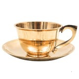 Brass Coffee Cup With Saucer, Handcrafted Traditional South Indian Davara Tumbler Set for Pooja, Home Decor & Gifting, Gold, 3 Inch, 1 Piece