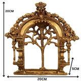 Bhunes Brass Prabhavali Arch Frame – Wall Hanging Kirtimukha Prabhawali | Traditional Pooja Temple Decor | Prabhaval for Home & Deity Idol Backdrop, Gold, 8 Inch, 1 Piece