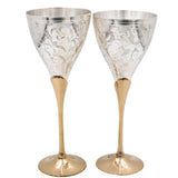 Brass Wine Glass Set of 2, Handcrafted Traditional Peetal Goblet for Dining, Home Decor & Gifting, Gold, 8.5 Inch, 1 Piece
