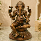 Bronze Ganesha Idol Handcrafted Chola Ganapati Vinayaka Murti for Pooja Home Decor Vastu Temple & Spiritual Gifting, Brown, 4.5 Inch, 1 Piece