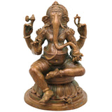 Bronze Ganesha Idol Handcrafted Chola Ganapati Vinayaka Murti for Pooja Home Decor Vastu Temple & Spiritual Gifting, Brown, 4.5 Inch, 1 Piece