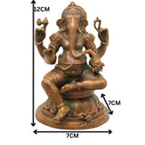 Bronze Ganesha Idol Handcrafted Chola Ganapati Vinayaka Murti for Pooja Home Decor Vastu Temple & Spiritual Gifting, Brown, 4.5 Inch, 1 Piece
