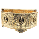 Ashtalakshmi Brass Pooja Basket, Goddess Lakshmi Flower Vessel for Temple, Home Decor & Gifting, Gold, 10.5 Inch, 1 Piece