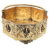 Ashtalakshmi Brass Pooja Basket, Goddess Lakshmi Flower Vessel for Temple, Home Decor & Gifting, Gold, 10.5 Inch, 1 Piece