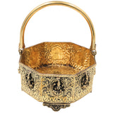 Ashtalakshmi Brass Flower Basket, Goddess Lakshmi Phool Dali for Pooja, Temple Decor, Vastu & Gifting, Gold, 8.5 Inch, 1 Piece